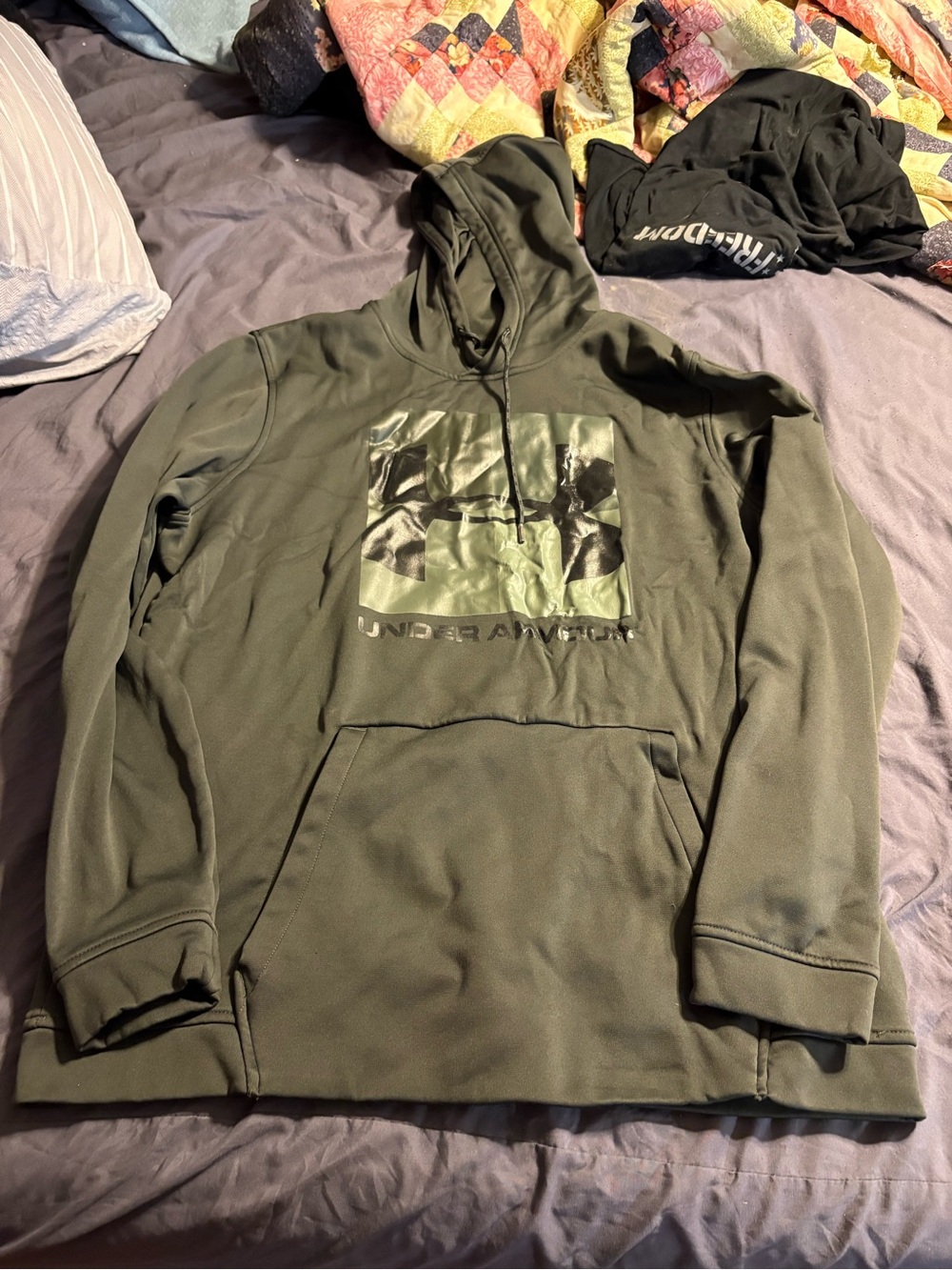 Under Armour Olive Green Logo Pullover Hoodie